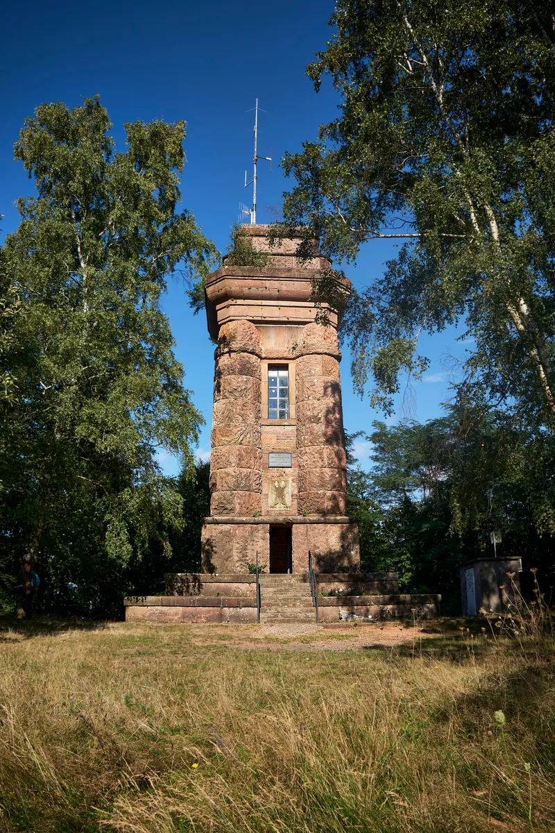 The Bismarck Tower, a stone lookout tower in the forest above Landstuhl